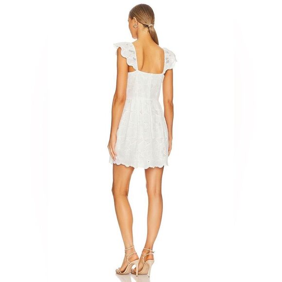 Steve Madden Sierra Dress in White 100% Cotton Eyelet Flutter Sleeves Size 6 NEW - Picture 5 of 6